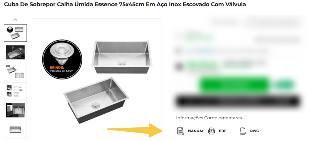 Demonstrativo de informações tecnicas no site