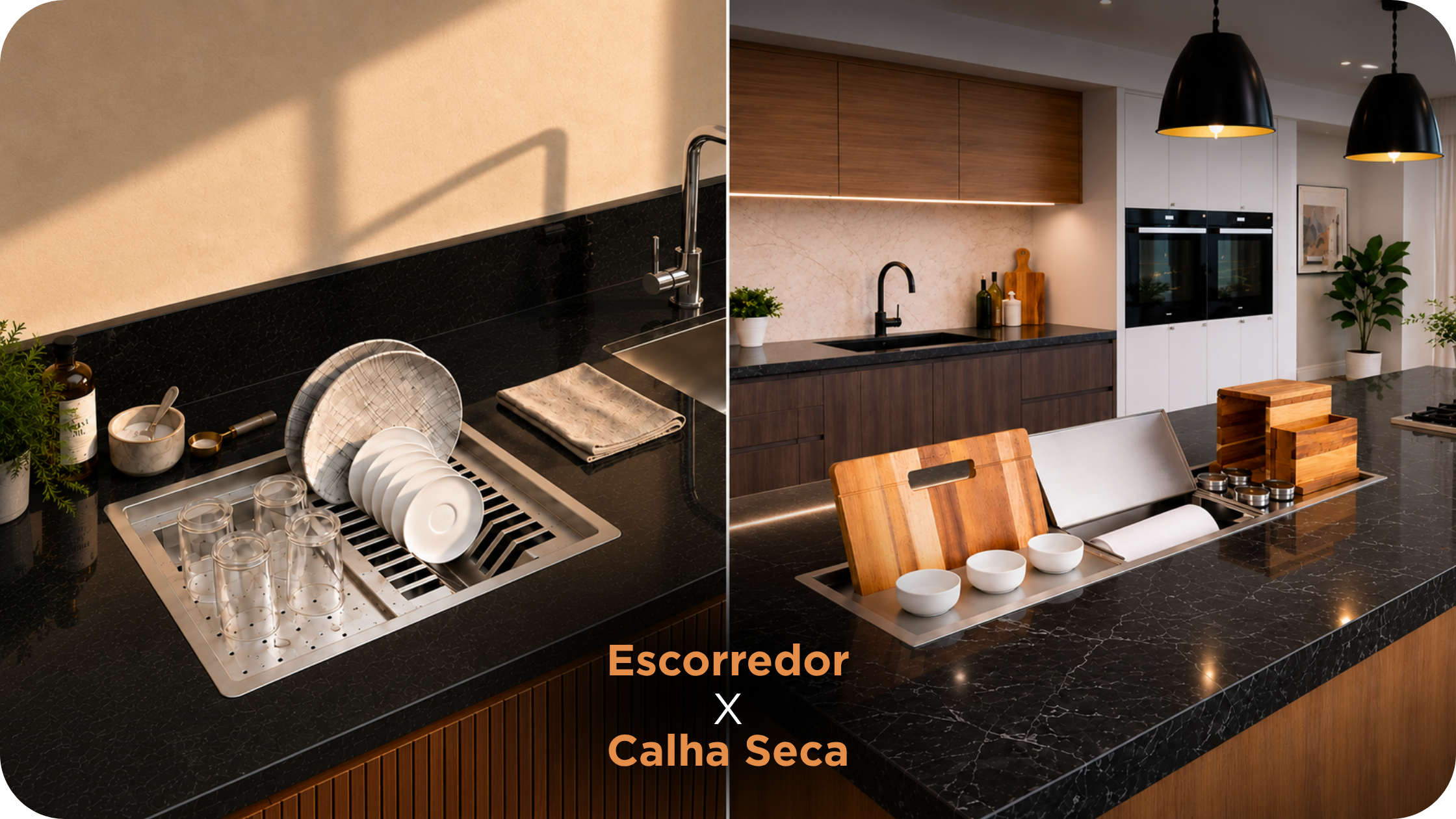 Qual é a diferença entre Escorredor e Calha Seca?